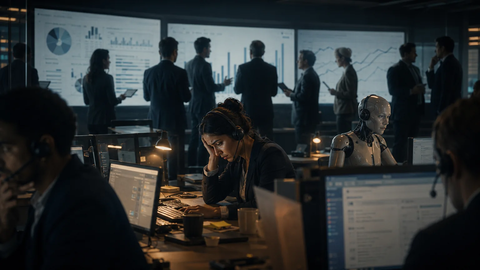 Cinematic editorial image for What the AI Contact Centre Cost Debate Gets Wrong.