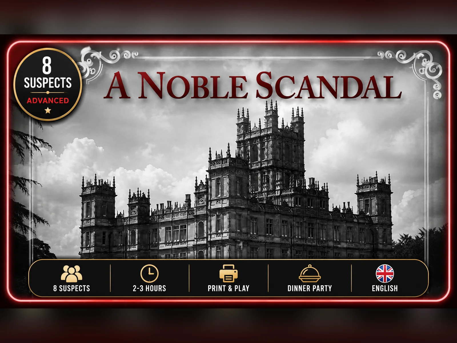 A Noble Scandal printable murder mystery game cover