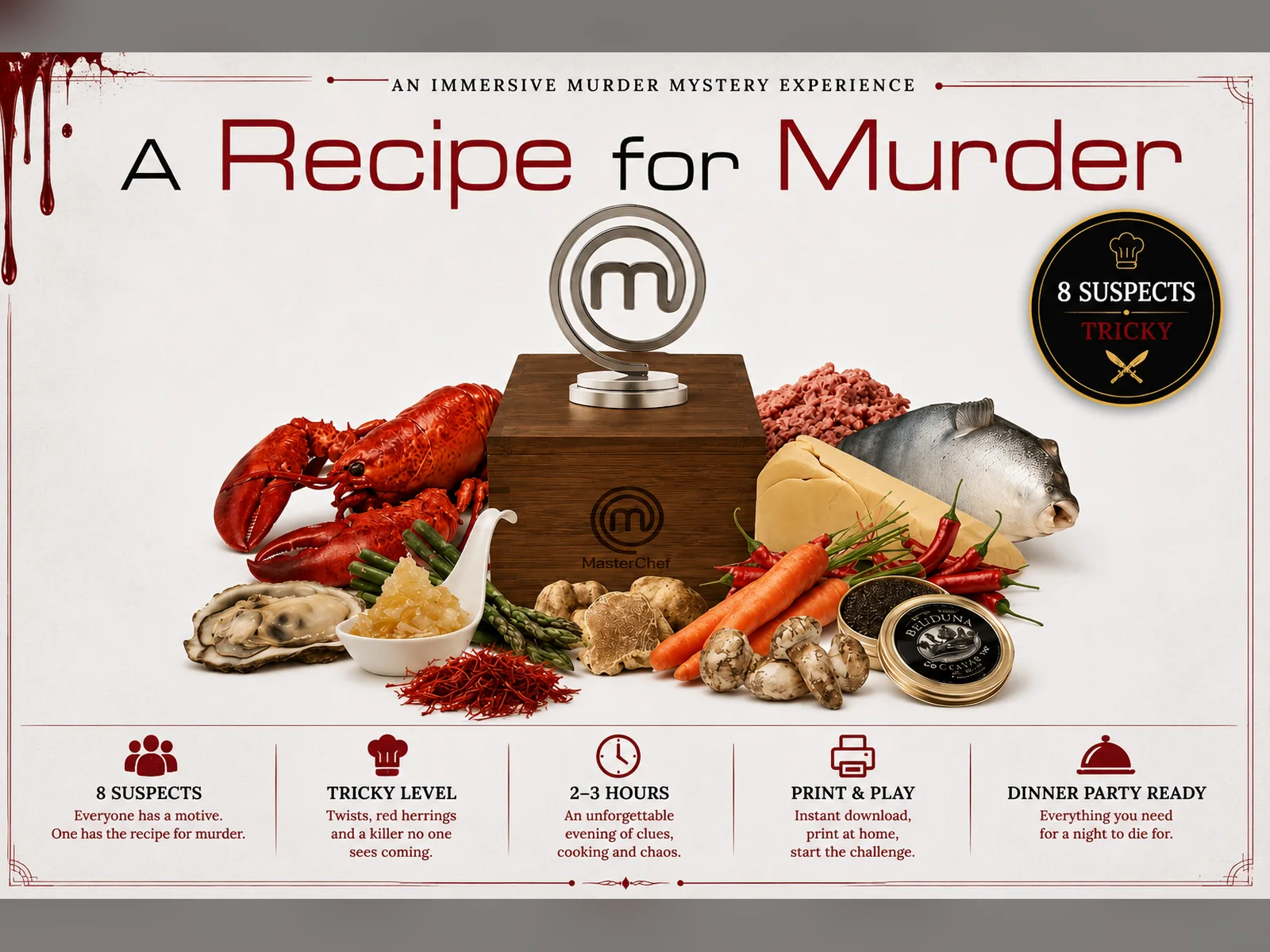 A Recipe for Murder printable murder mystery game cover