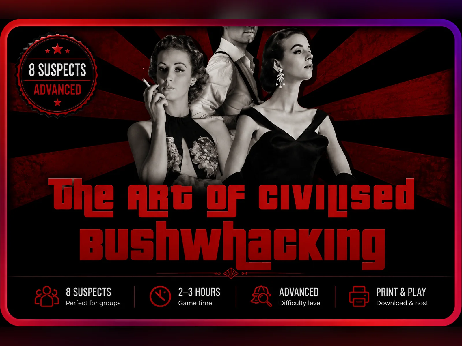 Art of Civilised Bushwhacking printable murder mystery game cover