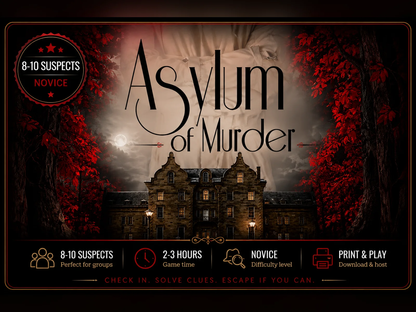 Asylum of Murder printable murder mystery game cover