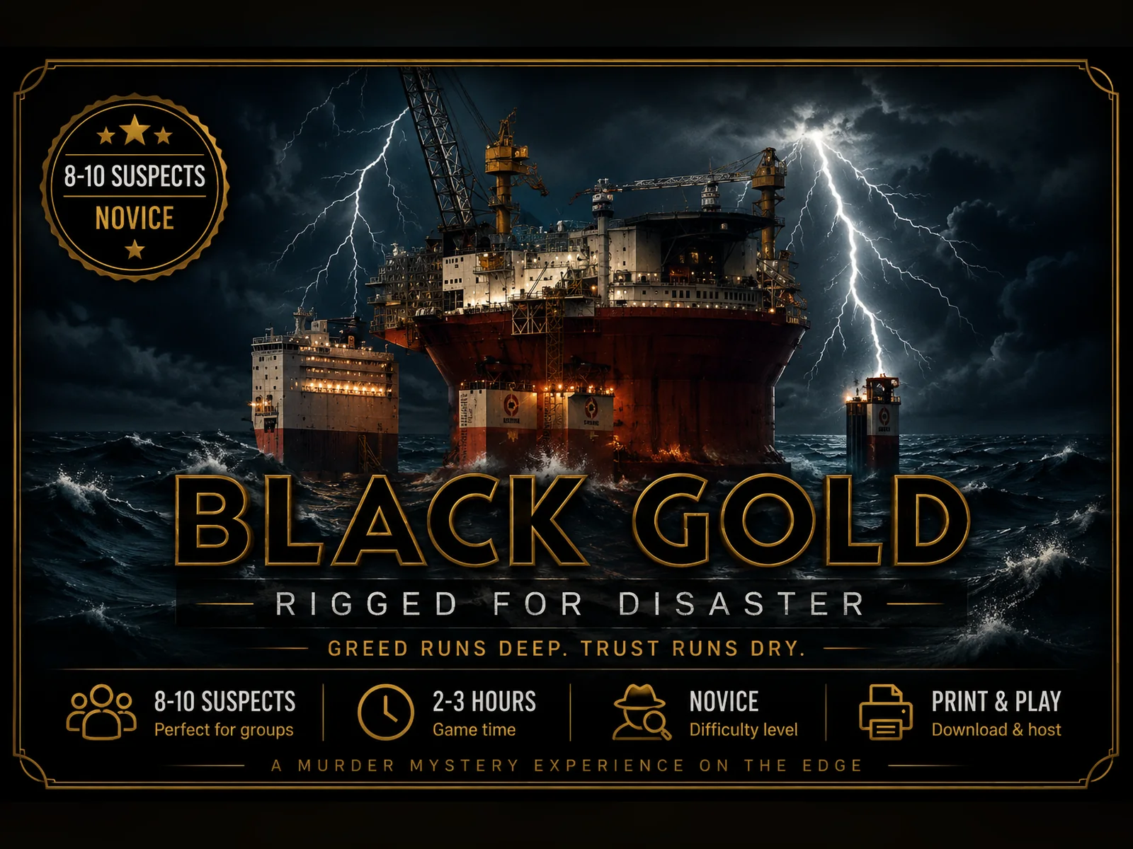 Black Gold: Rigged for Disaster printable murder mystery game cover