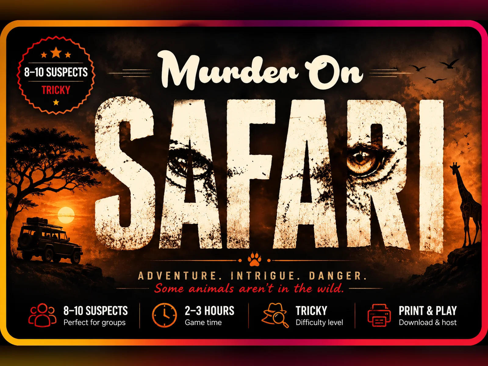 Murder on Safari printable murder mystery game cover