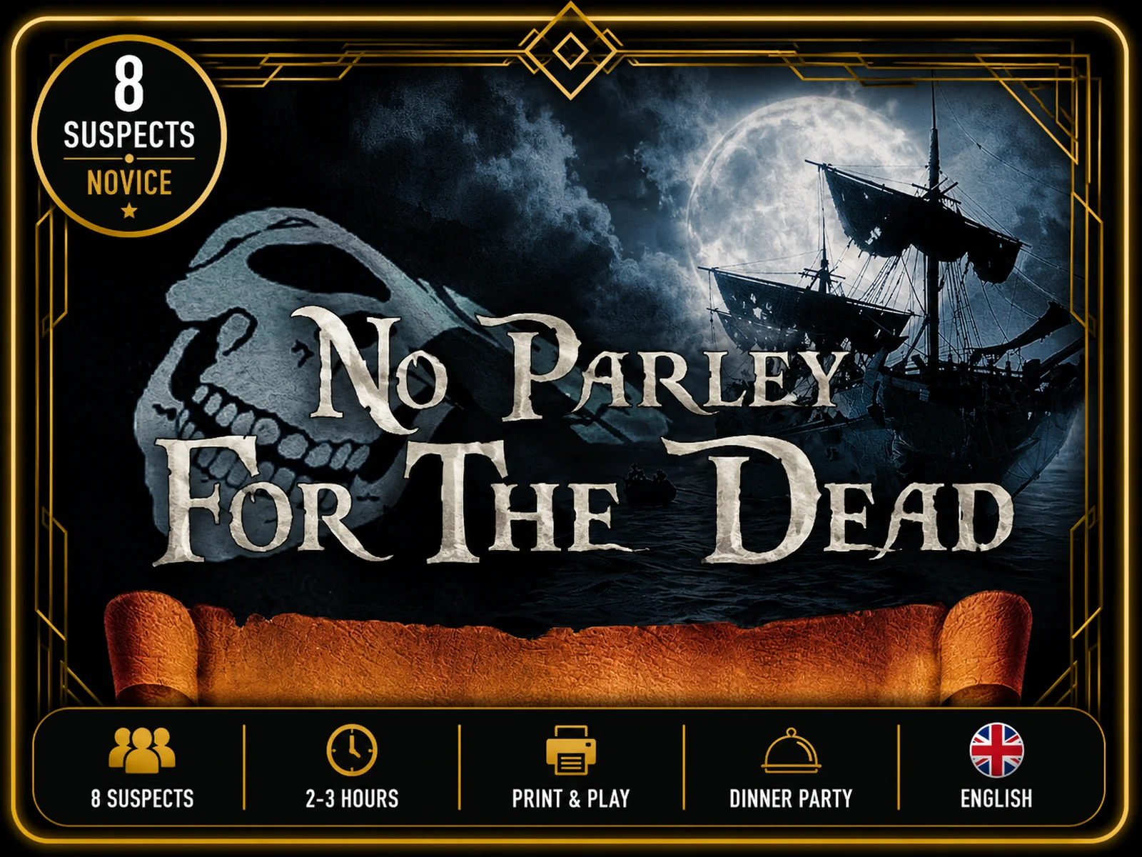 No Parley for the Dead printable murder mystery game cover