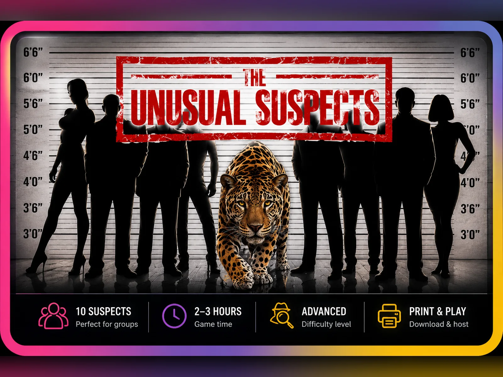The Unusual Suspects printable murder mystery game cover